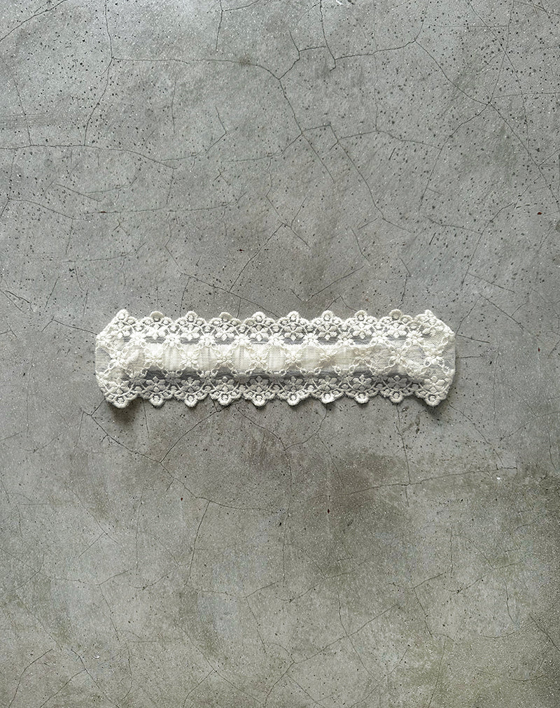 Sala Headband in White with Scalloped Lace-Nico Sky