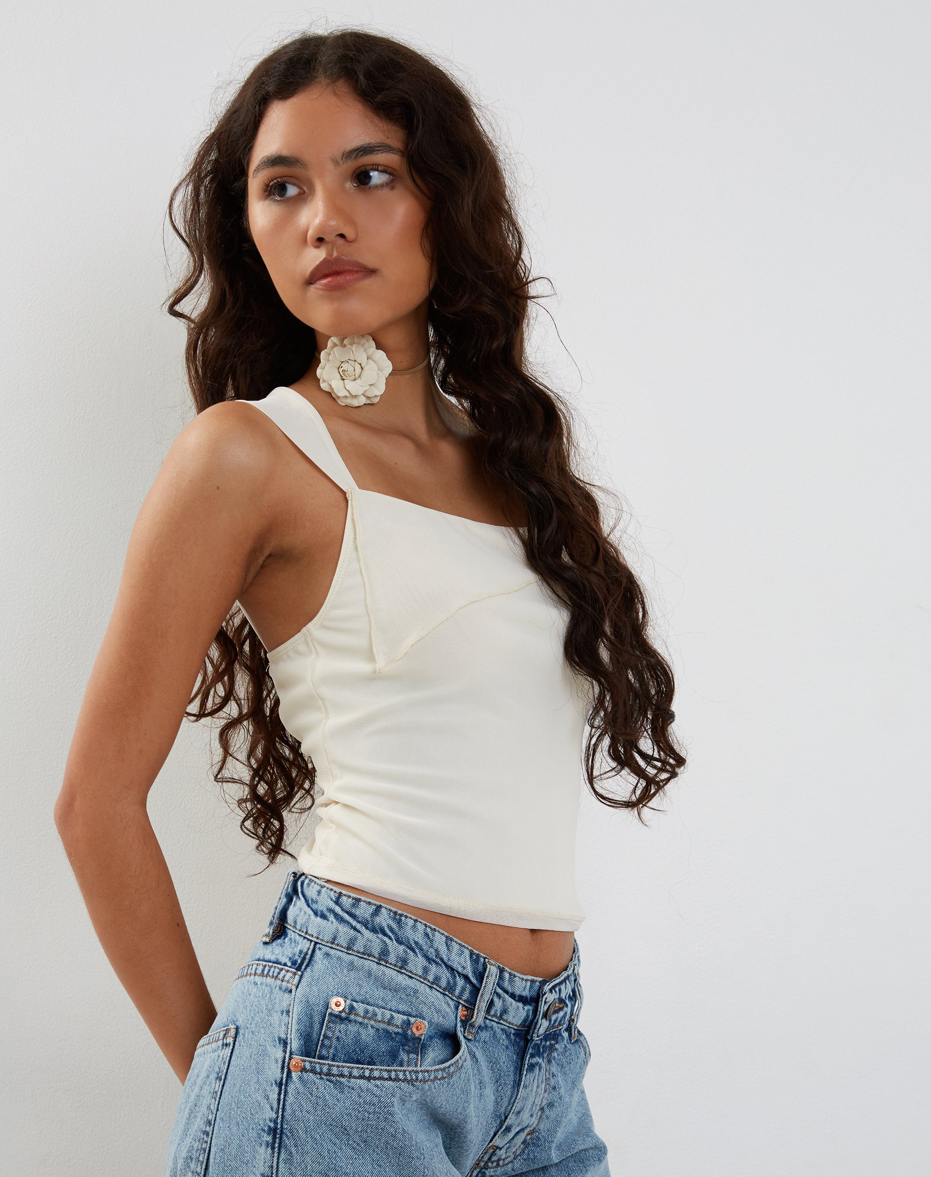 Sambu Top in Mesh Ivory-Nico Sky