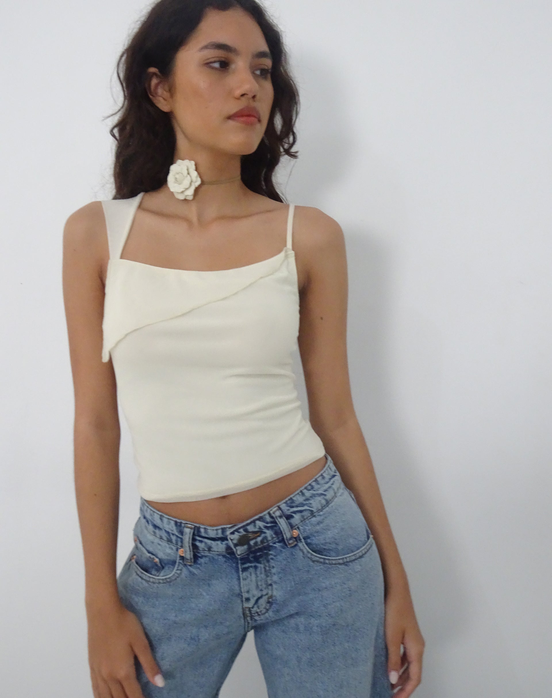 Sambu Top in Mesh Ivory-Nico Sky
