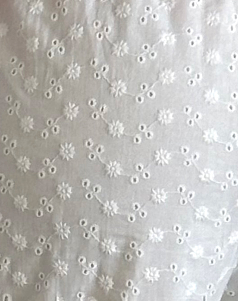 Samir Trouser in Broderie White-Nico Sky