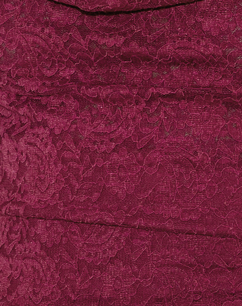 Samwell Halterneck Top in Paisley Lace Burgundy-Nico Sky