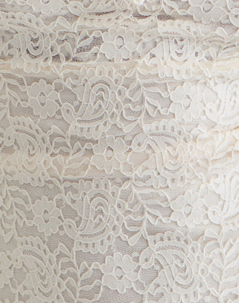 Samwell Halterneck Top in Paisley Lace Ivory-Nico Sky