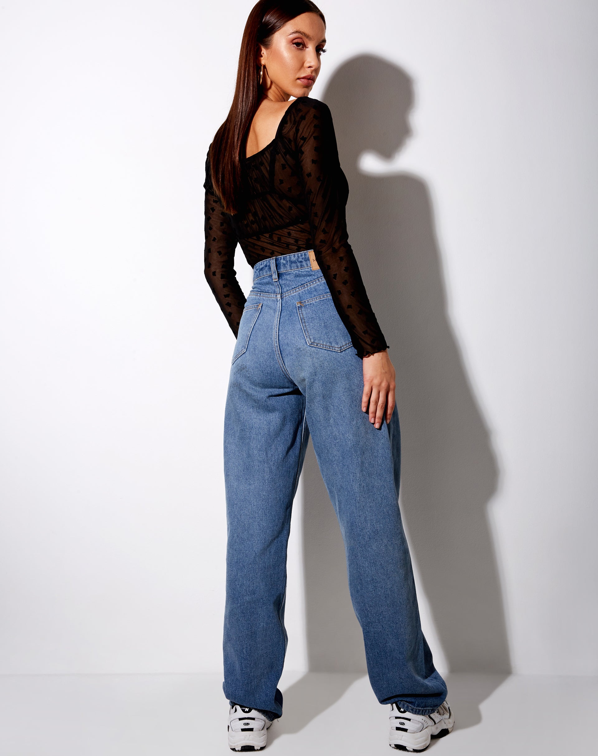 Sanila Crop Top in Black Flock Flutterby-Nico Sky