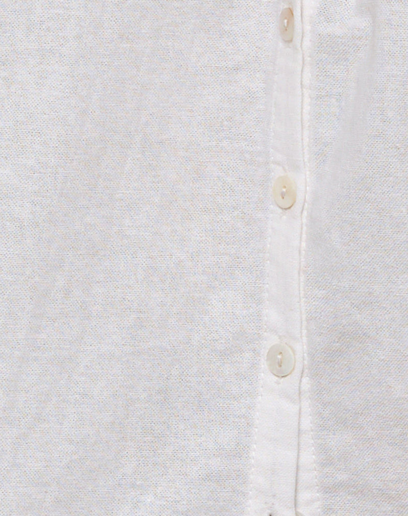 Sanja Scoop Button Top in Ivory-Nico Sky