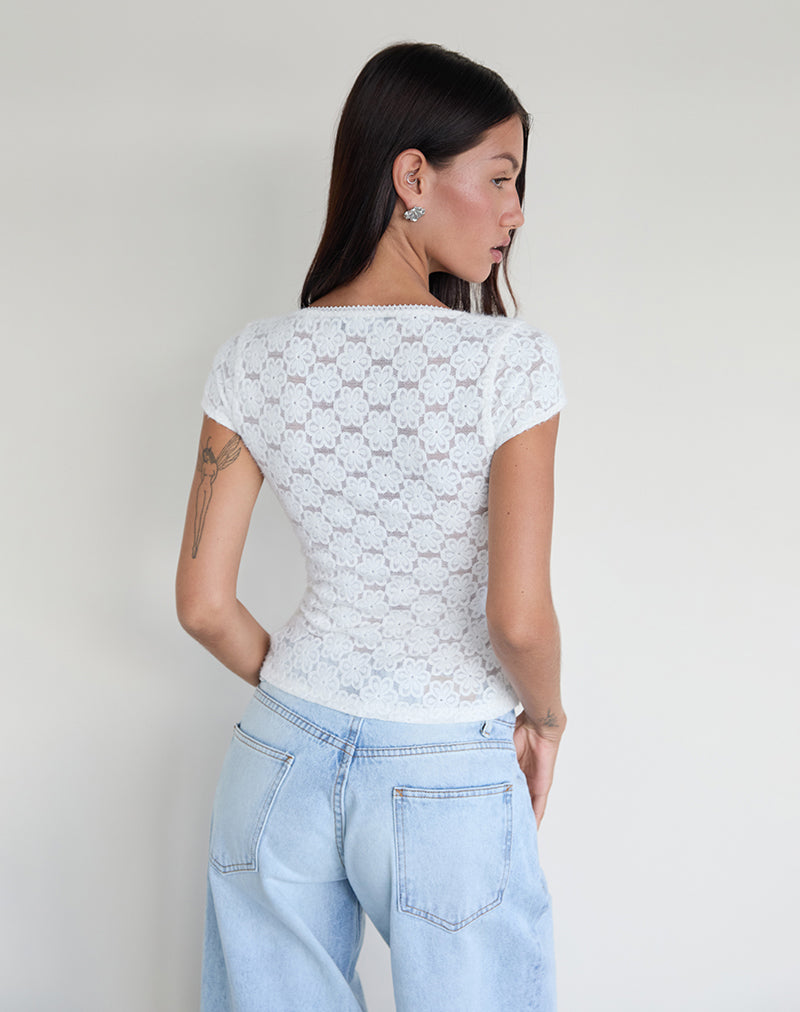 Sanjana Top in Lace Ivory-Nico Sky