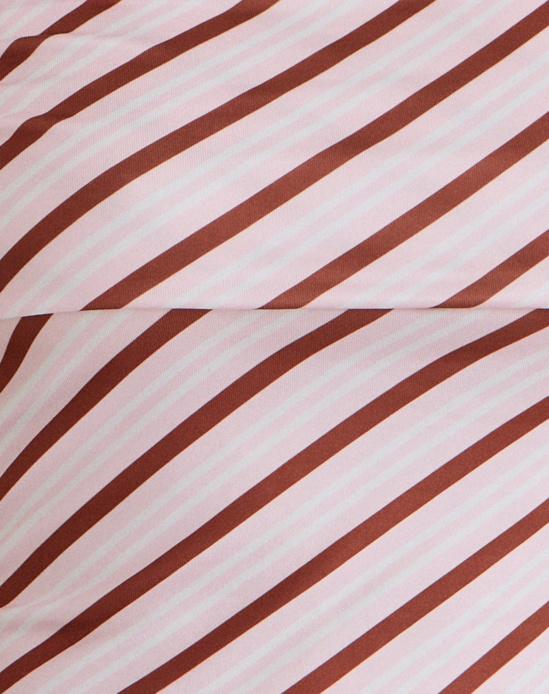 Sarla One Shoulder Top in Diagonal Stripe Pink-Nico Sky
