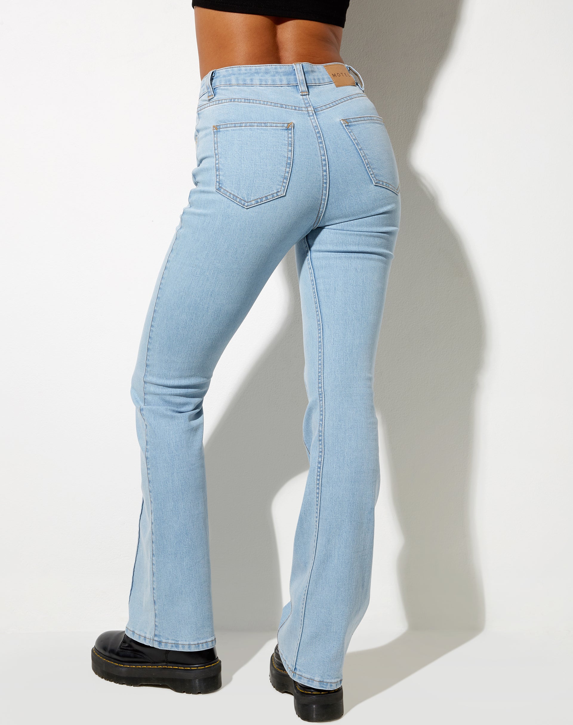 Seam Flare Jeans in Light Wash-Nico Sky