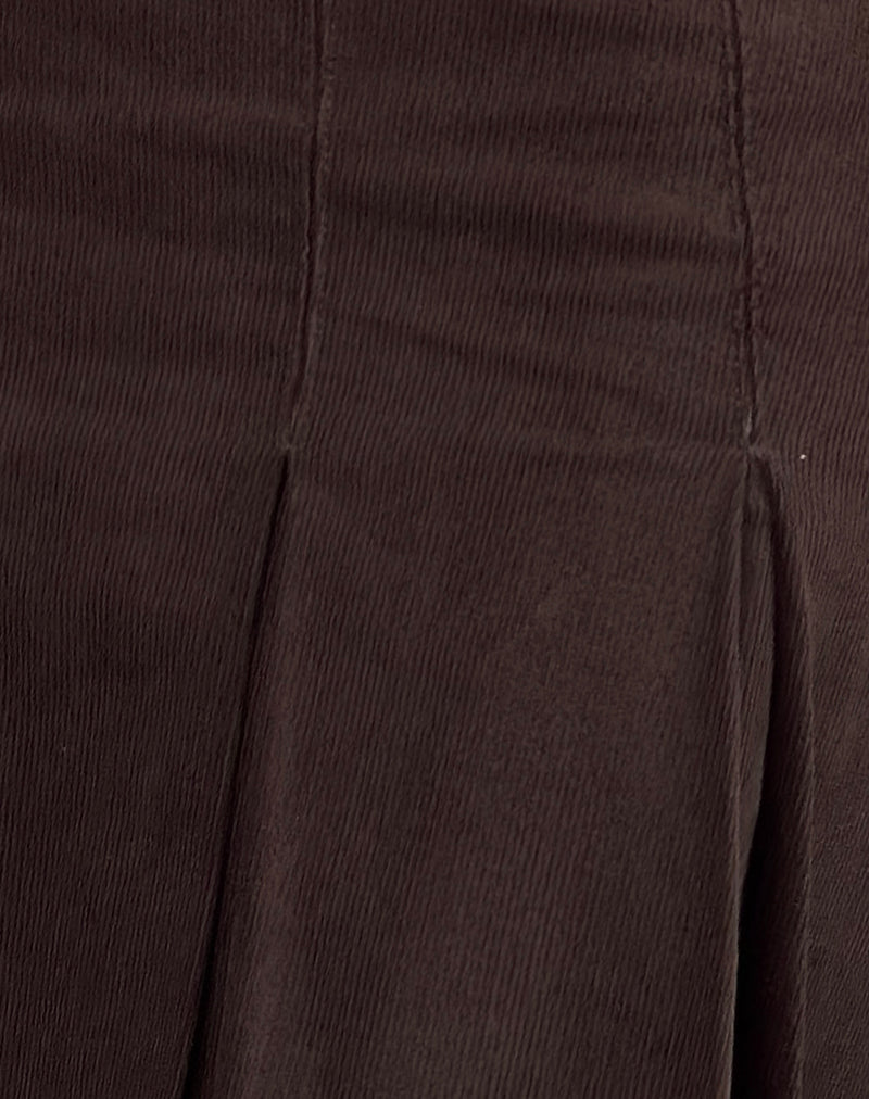 Sejuani Cord Mini Skirt in Bitter Chocolate Brown-Nico Sky