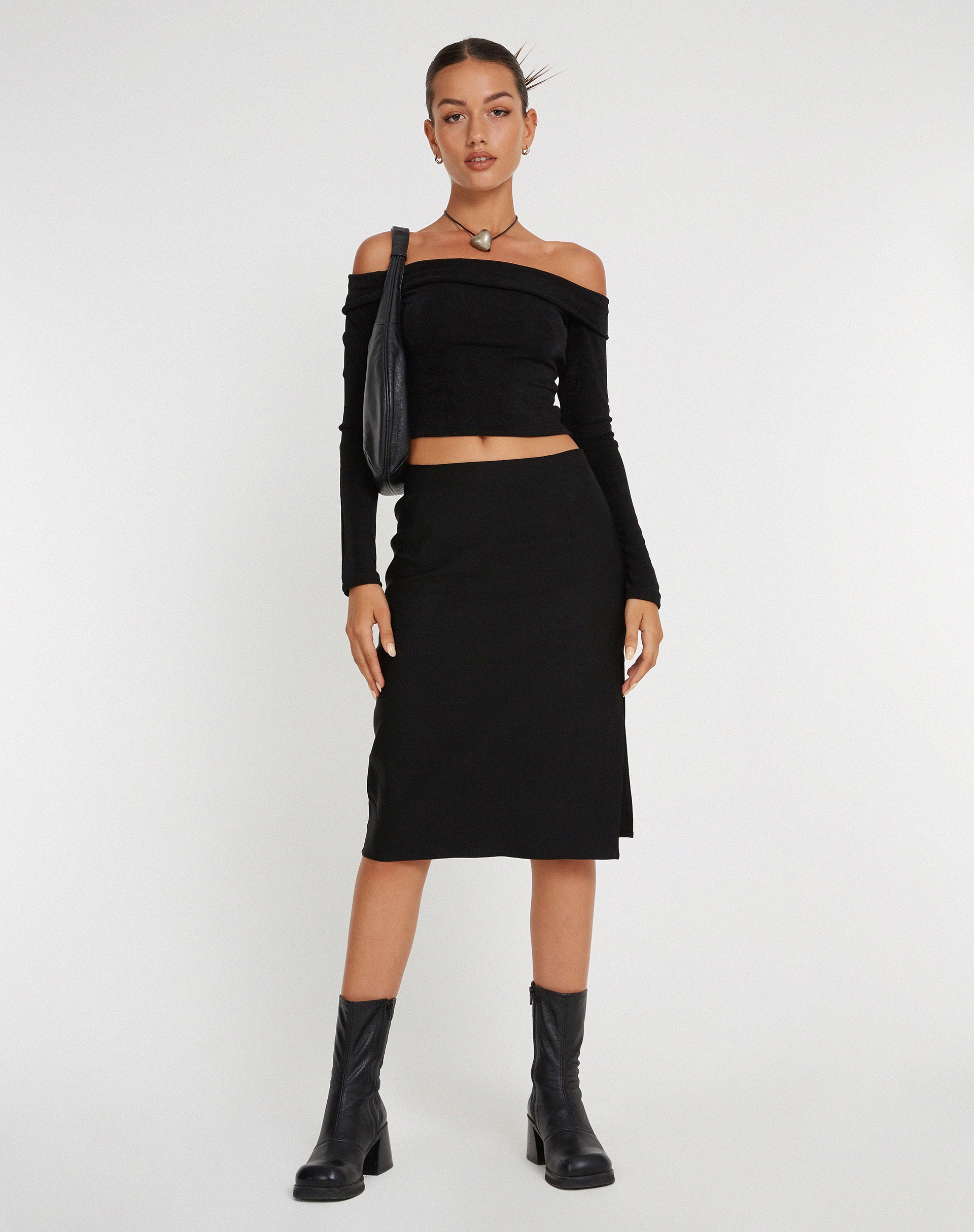Sekoji Midi Skirt in Black-Nico Sky