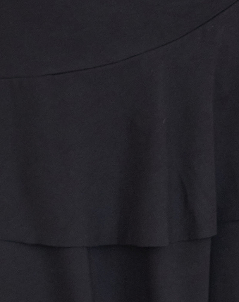 Semary Plunge Wrap Mini Dress in Black-Nico Sky