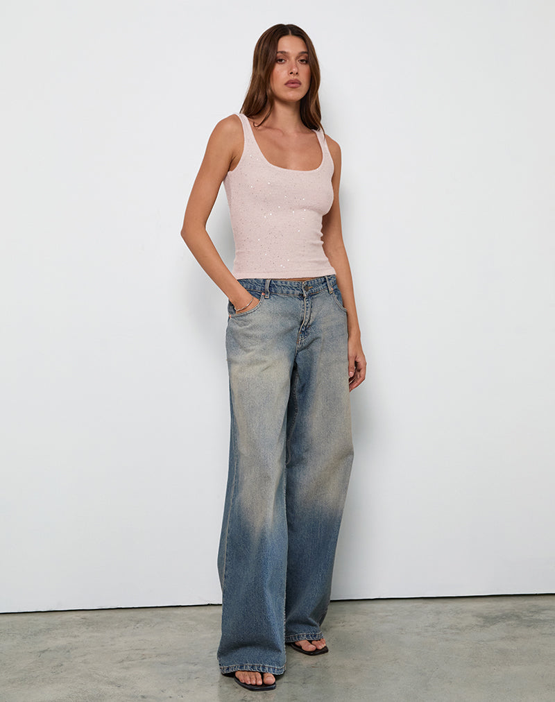 Sepai Vest Top in Dispersed Sequin Pink-Nico Sky