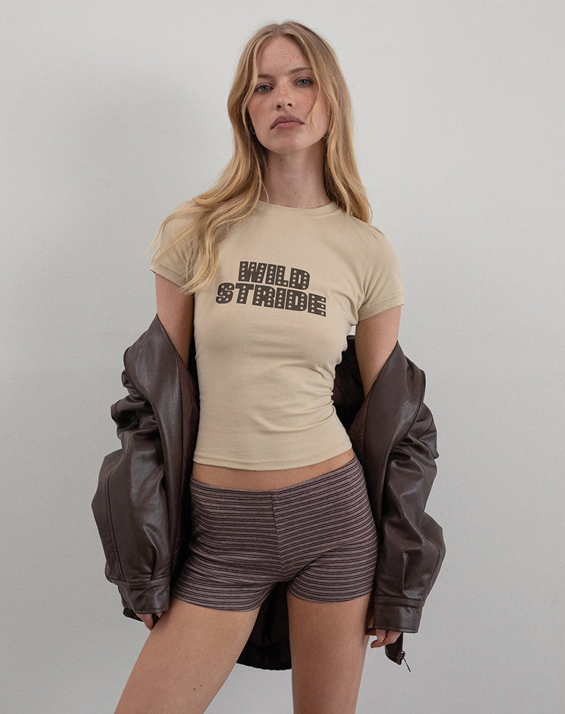 Sera Short in Brown and Grey Stripe-Nico Sky