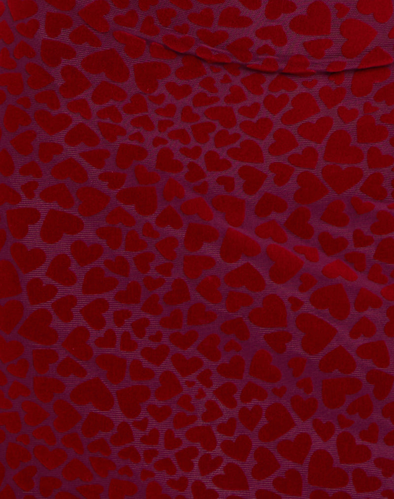 Sevila Long Sleeve Mini Dress in Heart Flock Maroon-Nico Sky