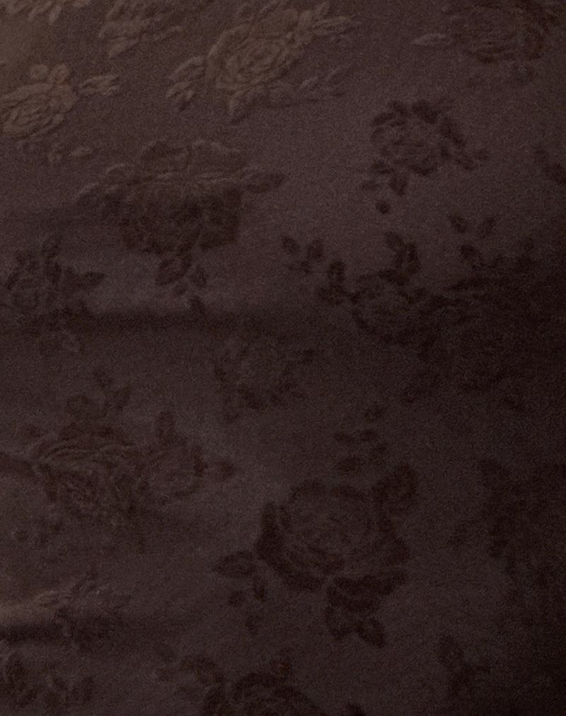 Sevila Long Sleeve Mini Dress in Romantic Rose Flock Brown-Nico Sky