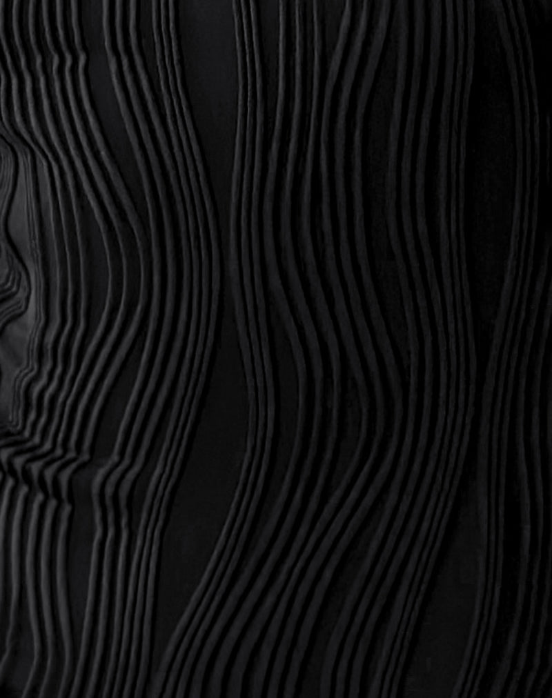 Sevila Long Sleeve Mini Dress in Crinkle Black-Nico Sky