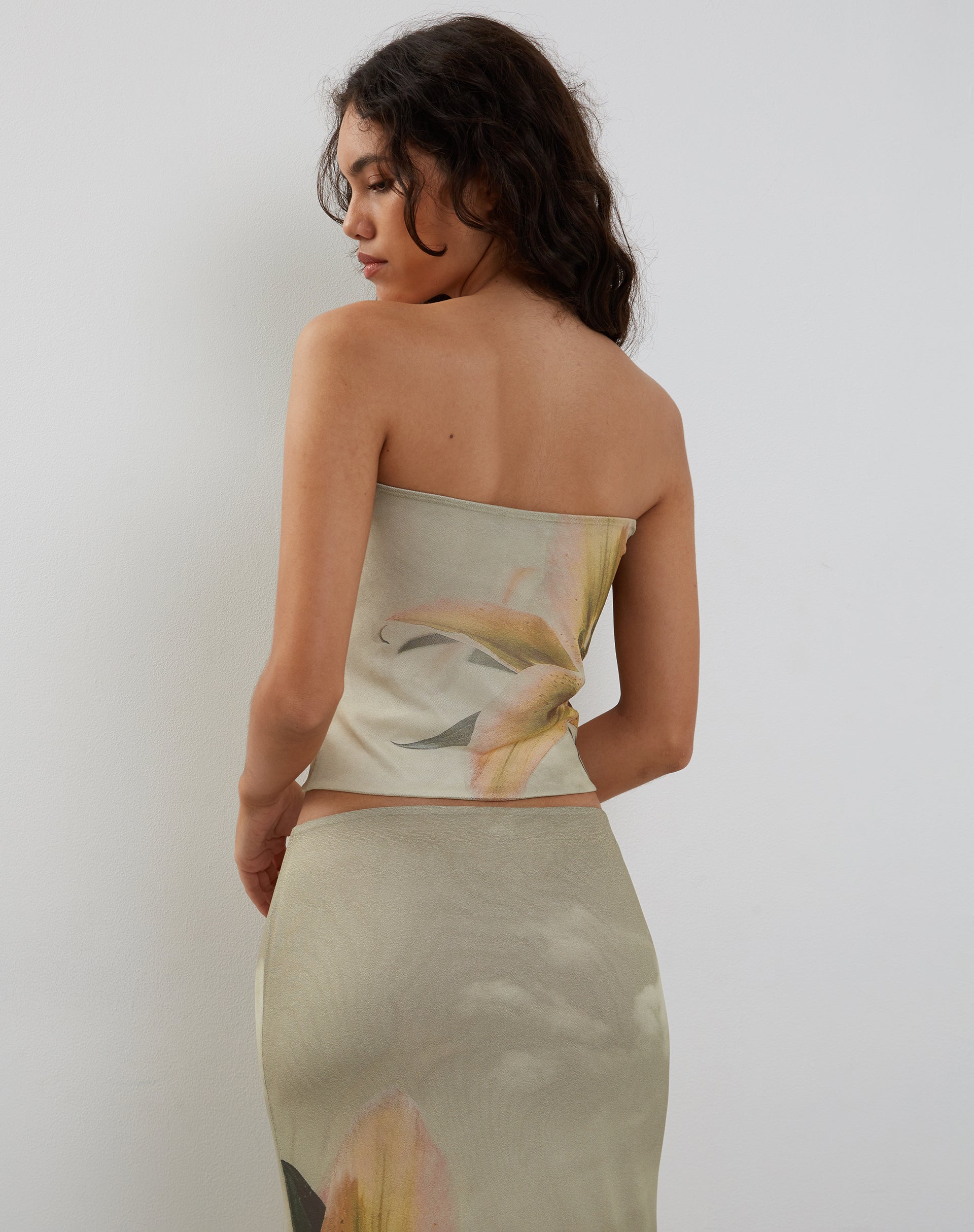 Shae Bandeau Top in Yellow Lily Print-Nico Sky