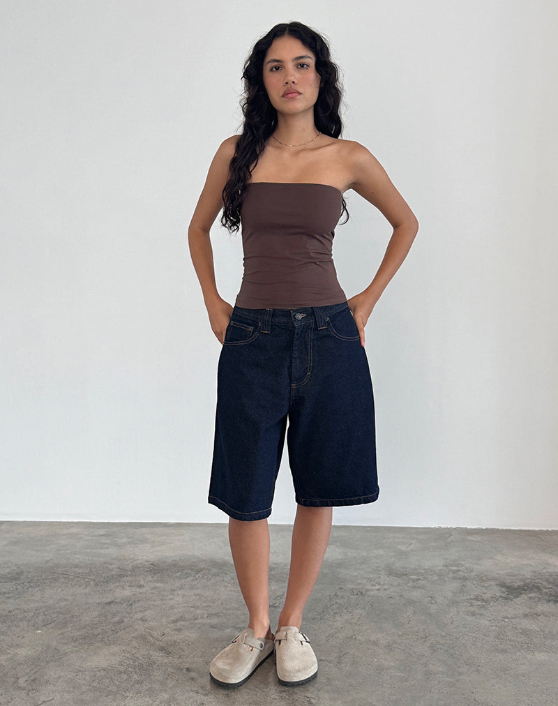 Shaelo Bandeau Top in Deep Mahogany-Nico Sky