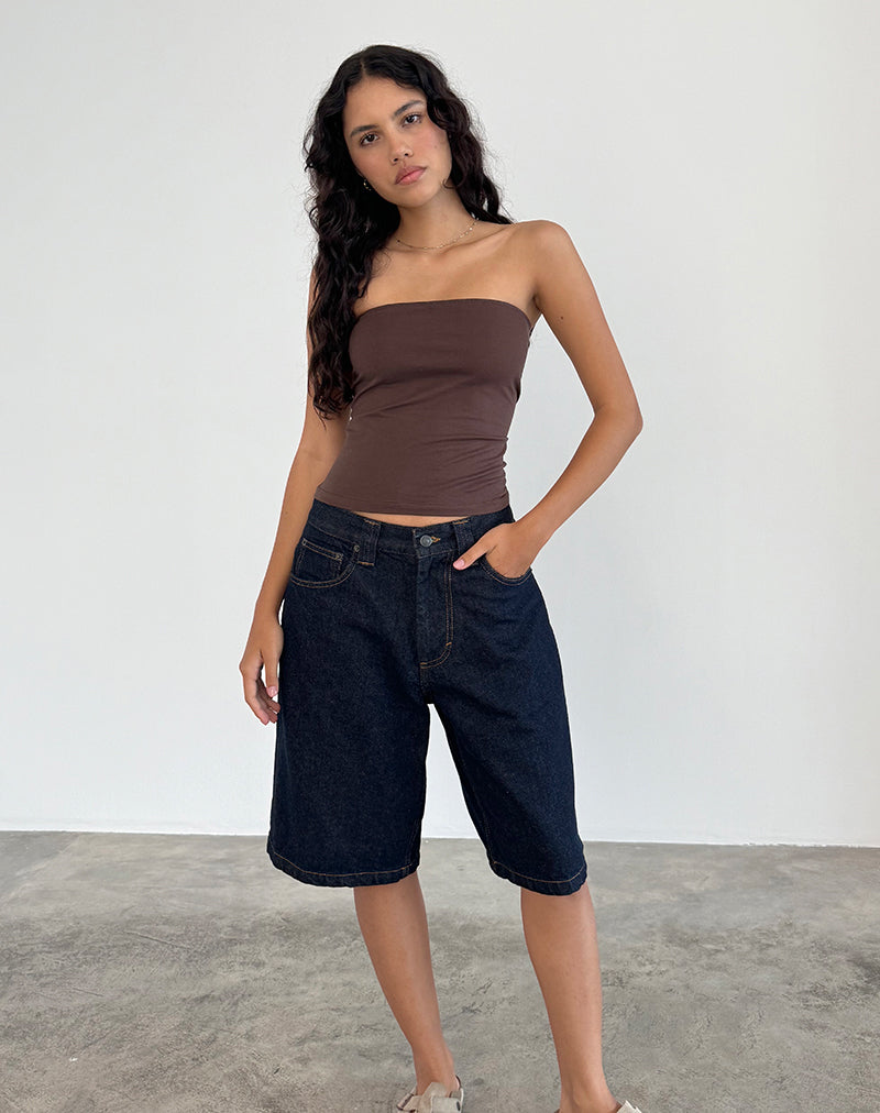 Shaelo Bandeau Top in Deep Mahogany-Nico Sky