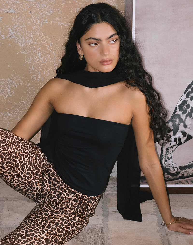 Shaelo Bandeau Top in Black-Nico Sky