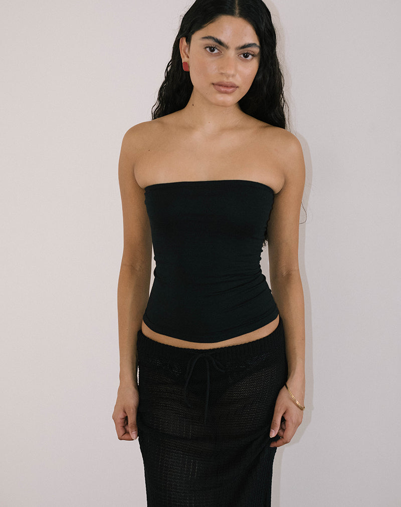 Shaelo Bandeau Top in Black-Nico Sky