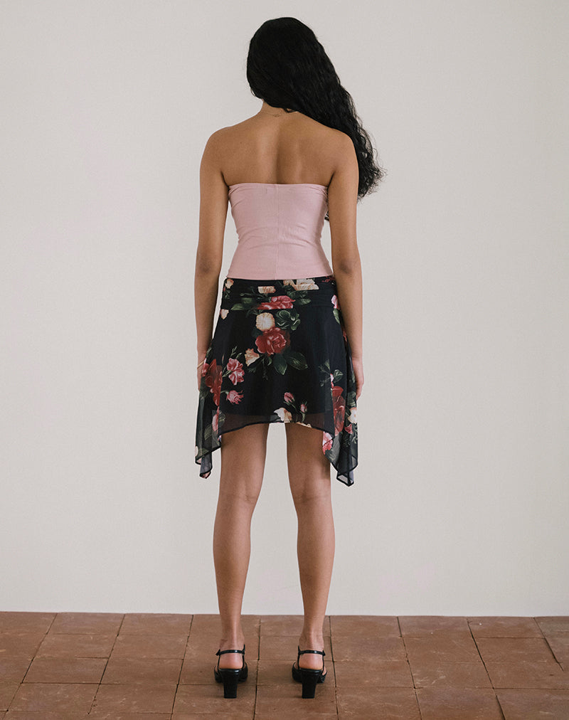Tyler Skirt in Renaissance Rose Black-Nico Sky