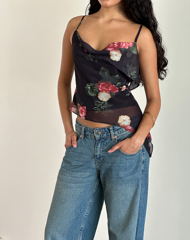 Shahira Top in Renaissance Rose Black-Nico Sky