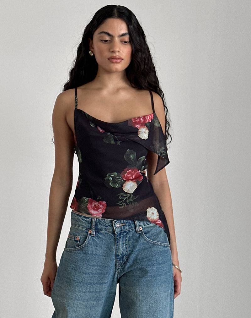 Shahira Top in Renaissance Rose Black-Nico Sky