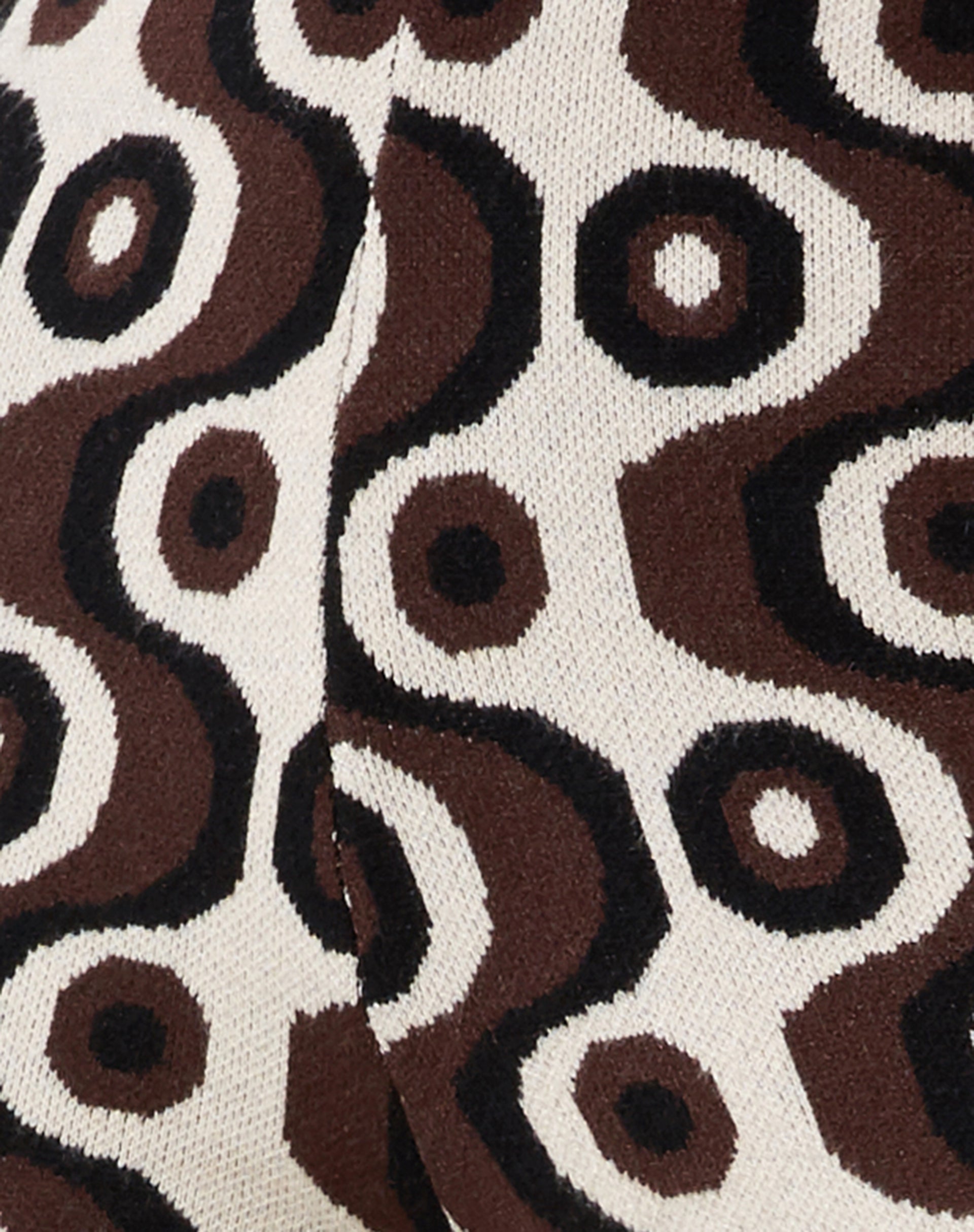 Sheba Wide Leg Trouser in Wavy Geo Ivory Brown and Black-Nico Sky