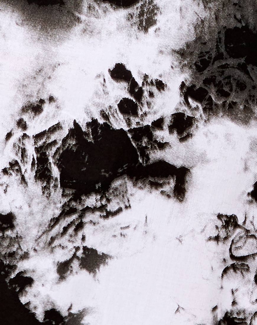 Sheny Mini Skirt in Mono Tie Dye Black and White-Nico Sky