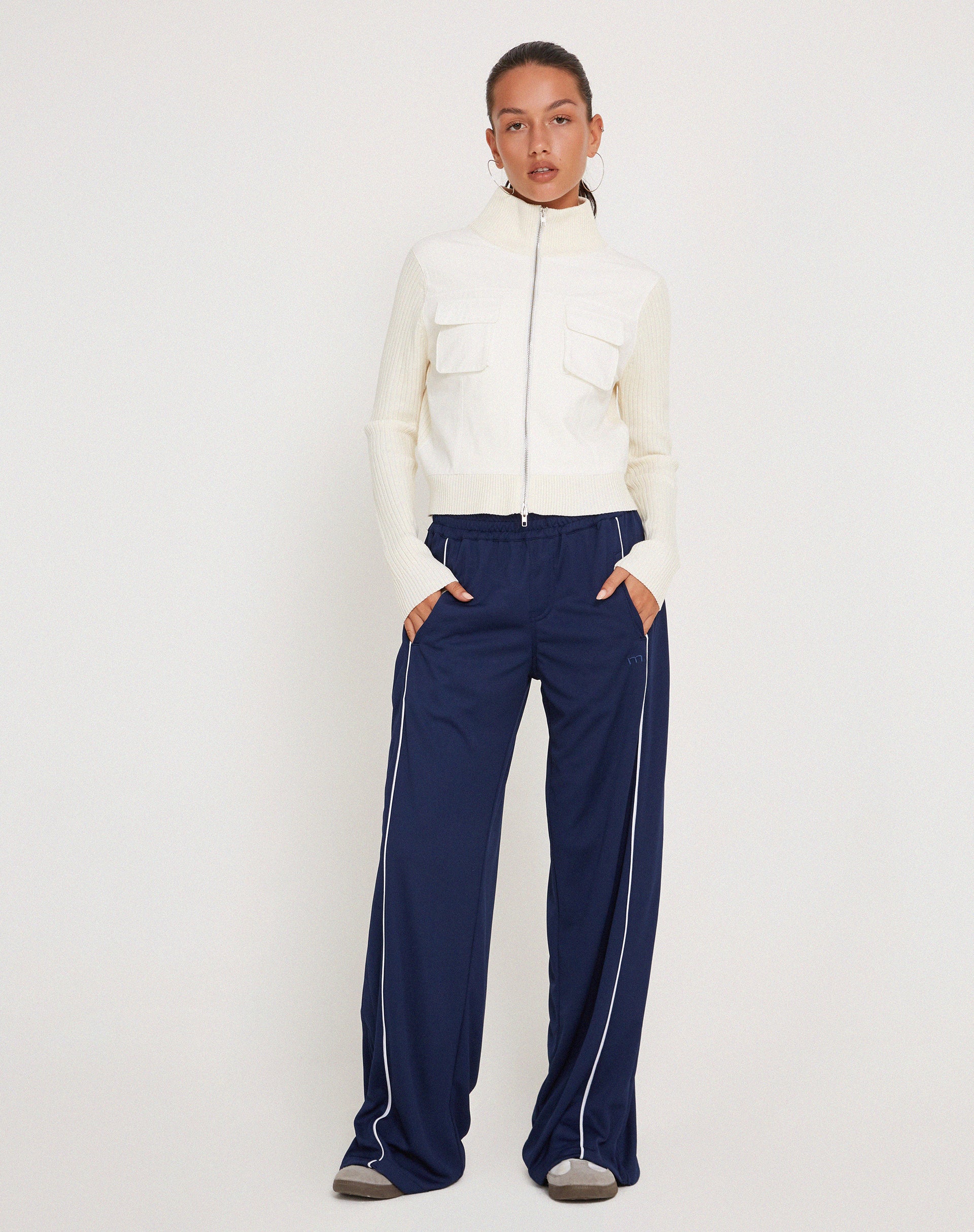 Shobi Wide Leg Jogger in Navy-Nico Sky