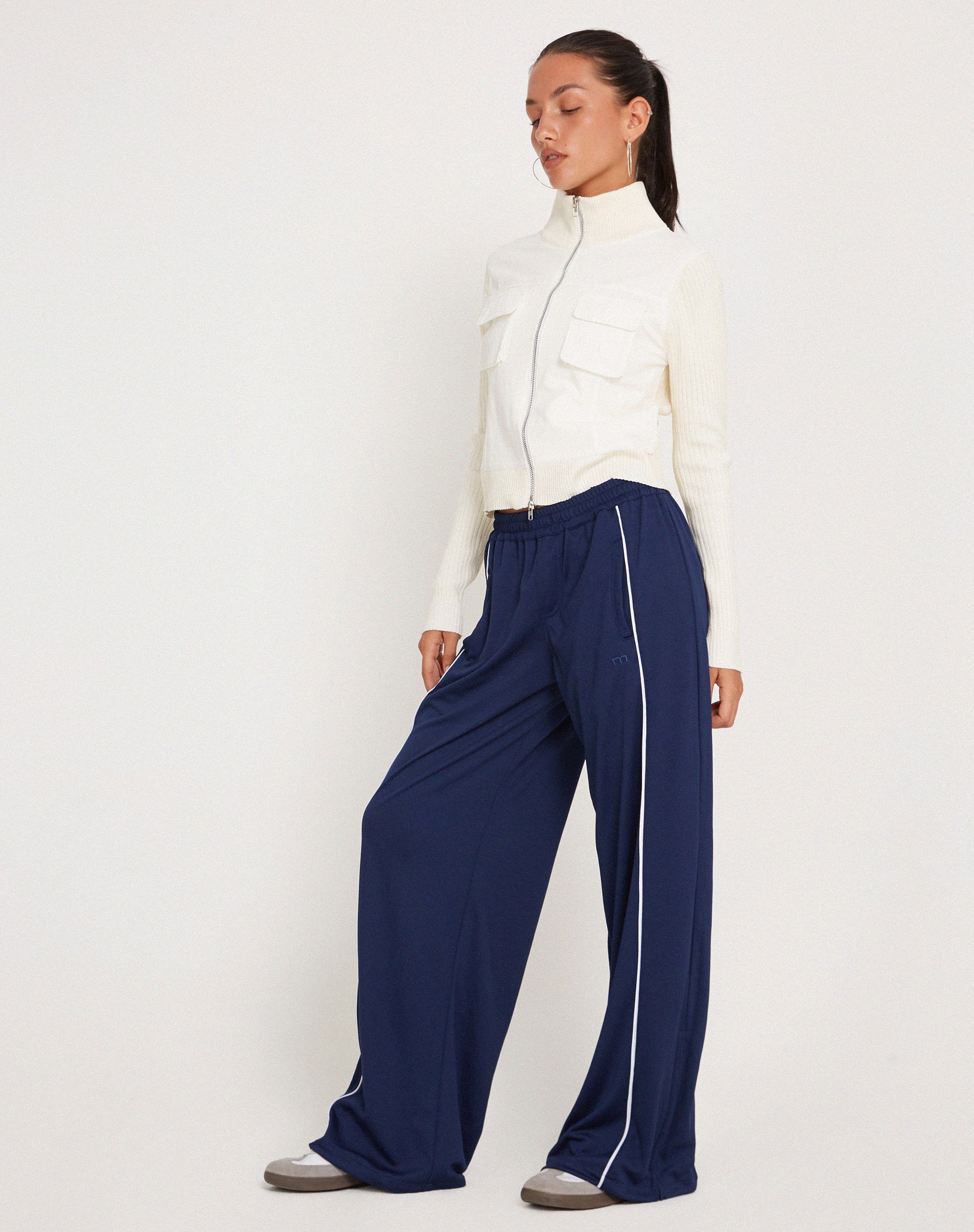Shobi Wide Leg Jogger in Navy-Nico Sky