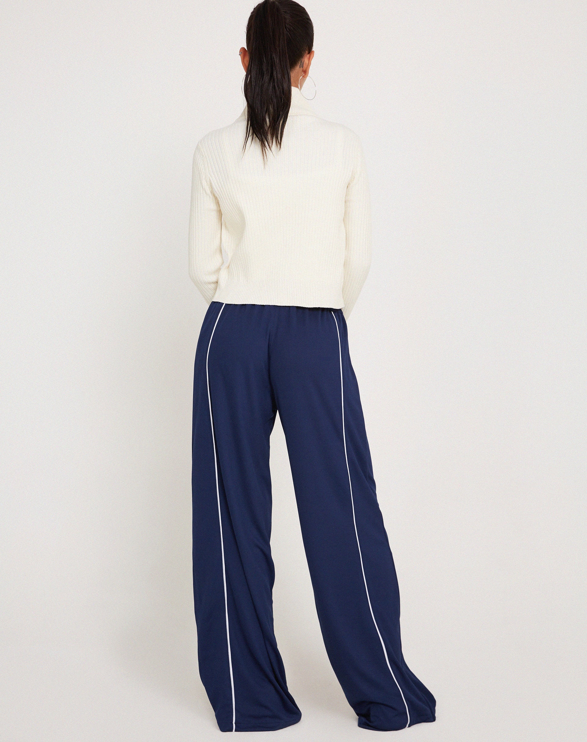 Shobi Wide Leg Jogger in Navy-Nico Sky