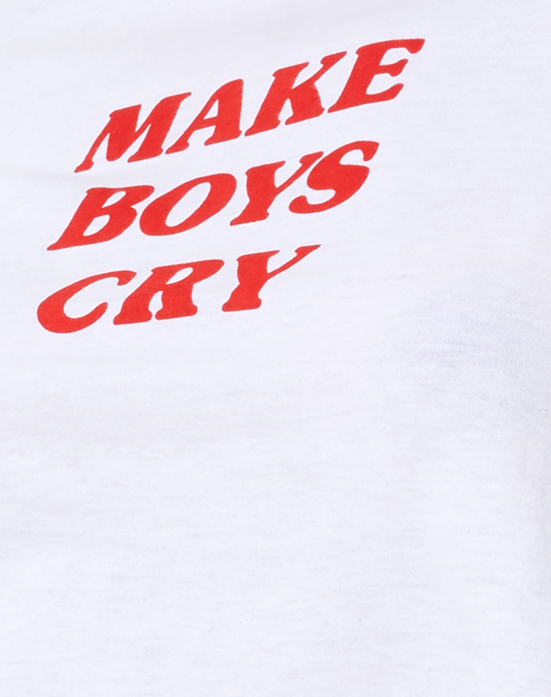 Shrunk Tee in White Make Boys Cry-Nico Sky