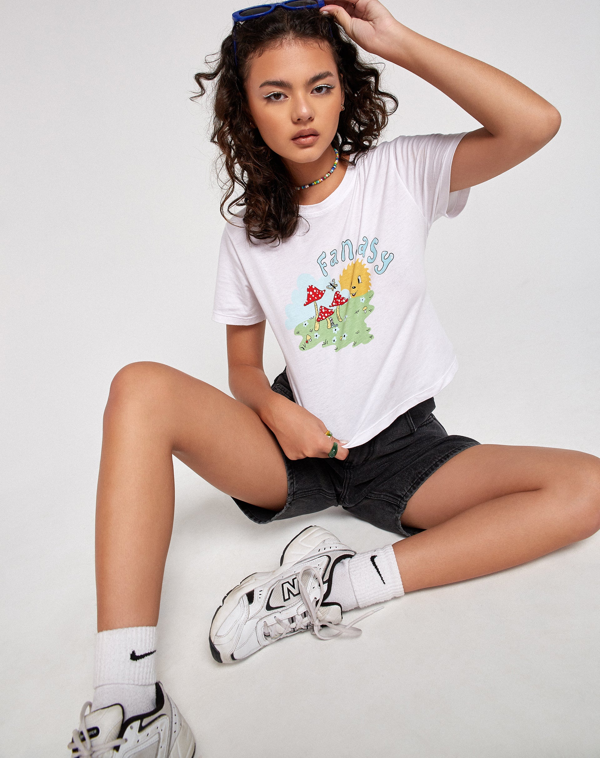 Dad Denim Shorts in Black Wash-Nico Sky