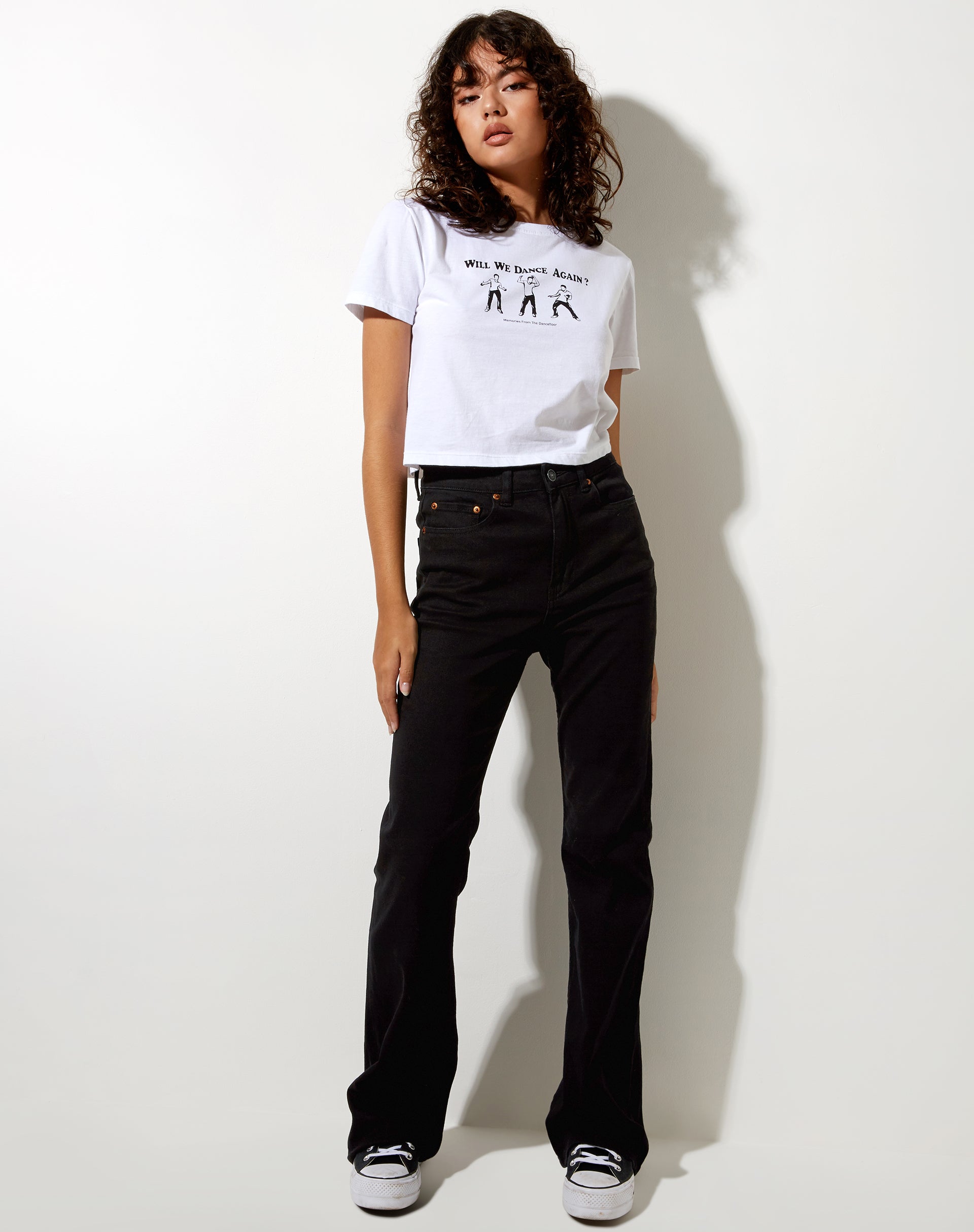 Shrunk Tee in White Will We Dance Again-Nico Sky