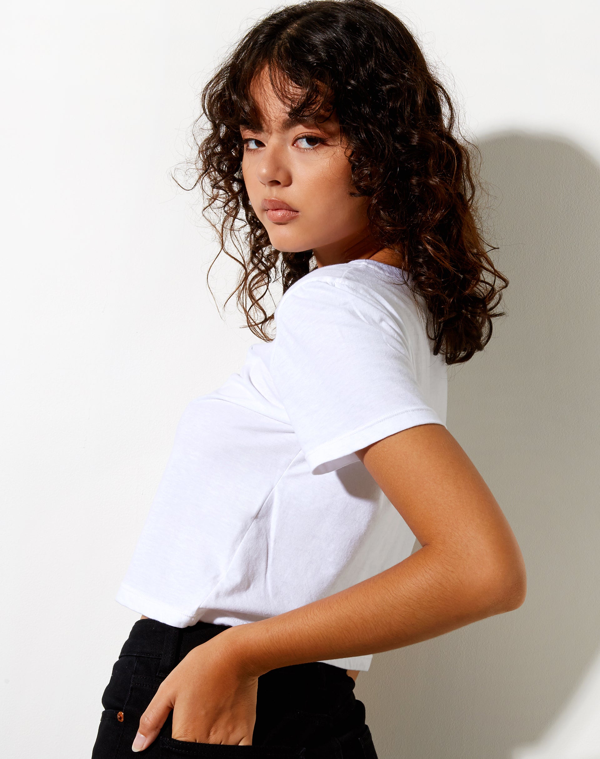 Shrunk Tee in White Will We Dance Again-Nico Sky