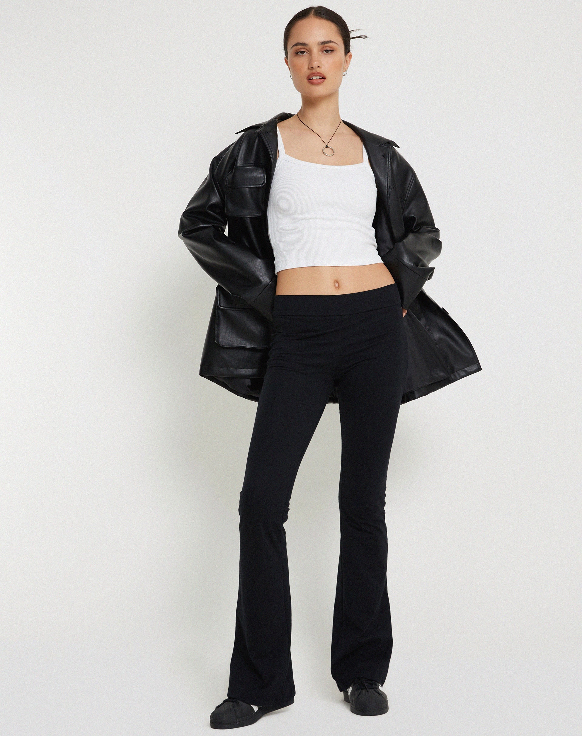 Signe Regular Bootcut Tailored Trousers in Lycra Black-Nico Sky