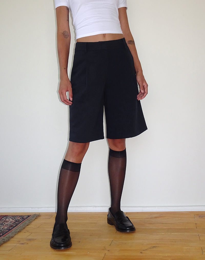 Sintya Tailored Capri Shorts in Navy-Nico Sky