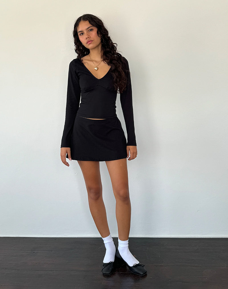 Sisil Long Sleeve Top in Black-Nico Sky