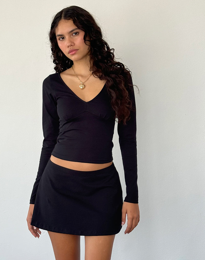Sisil Long Sleeve Top in Black-Nico Sky