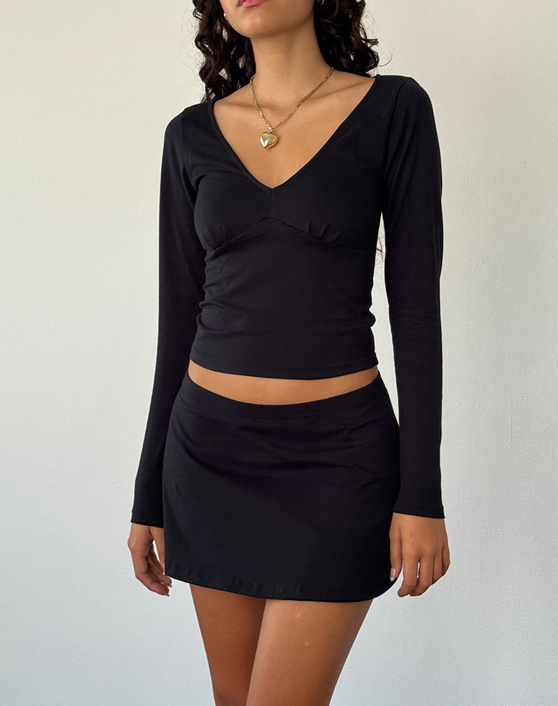 Sisil Long Sleeve Top in Black-Nico Sky