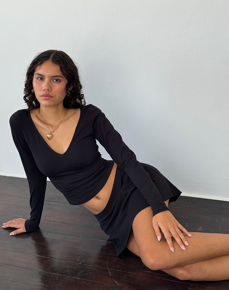 Sisil Long Sleeve Top in Black-Nico Sky