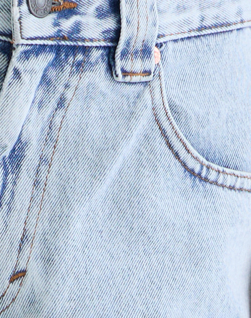 Low Rise Skater Shorts in 80's Light Wash Blue-Nico Sky