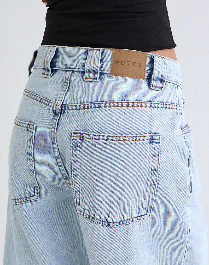 Low Rise Skater Shorts in 80's Light Wash Blue-Nico Sky