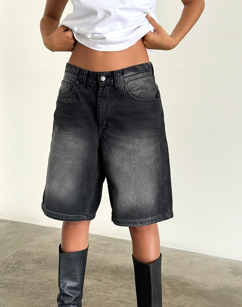 Low Rise Skater Short in Extreme Black-Nico Sky