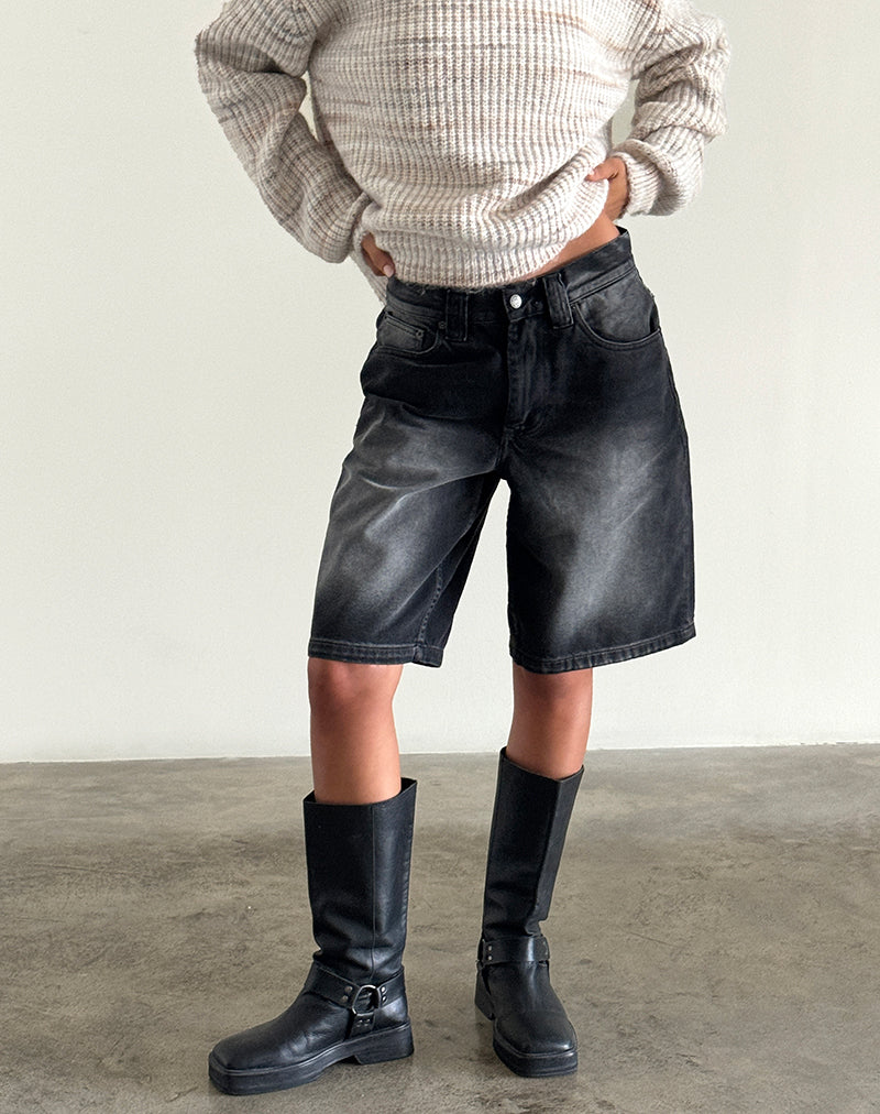 Low Rise Skater Short in Extreme Black-Nico Sky