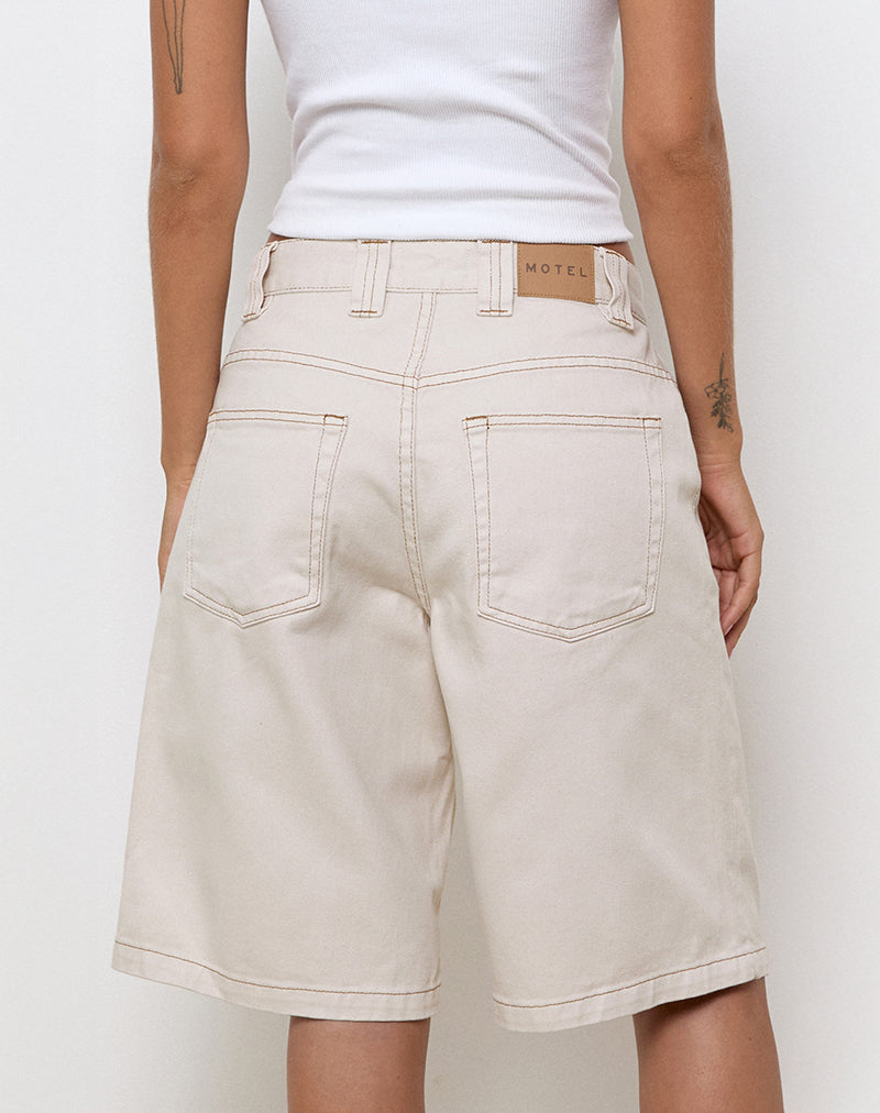 Low Rise Skater Short in Off White-Nico Sky