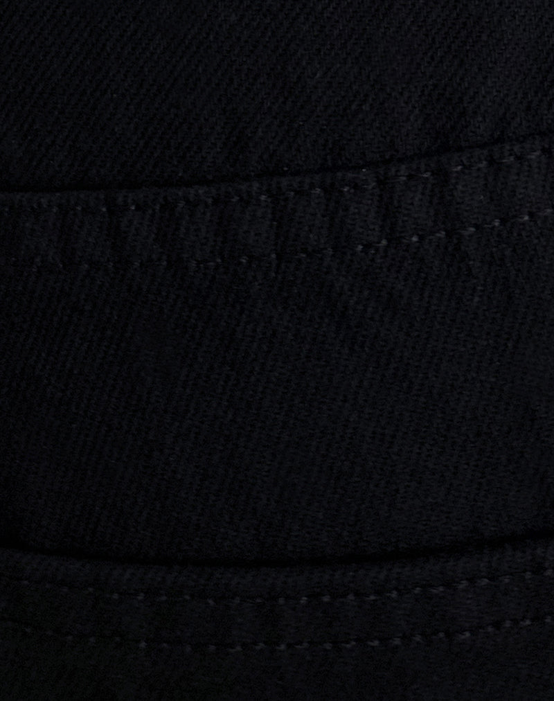 Low Rise Skater Shorts in Rinse Black Denim-Nico Sky