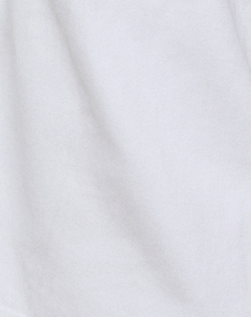 Low Rise Denim Skater Shorts in True White-Nico Sky