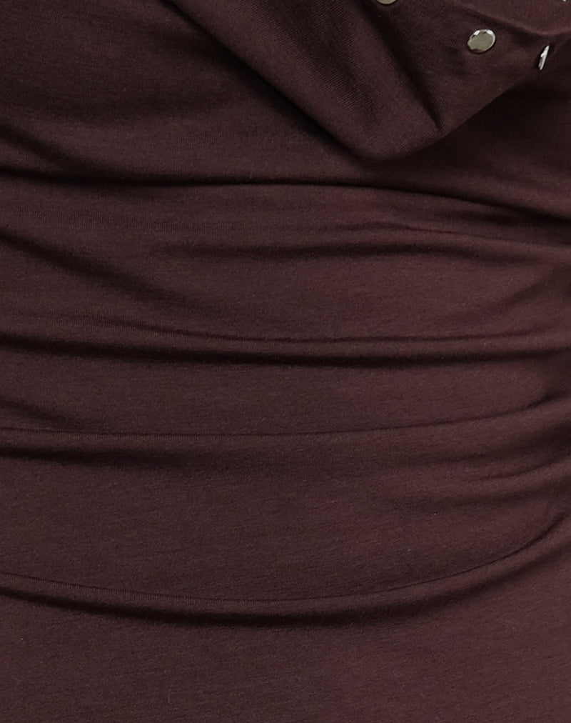 Slater Studded Top in Rayon Jersey Bitter Chocolate-Nico Sky